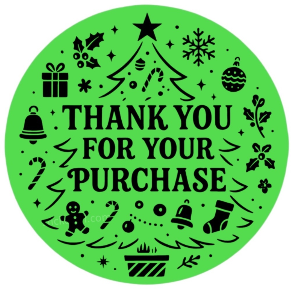 Thank You For Your Purchase Christmas Stickers 2" ROUND LABEL NEW